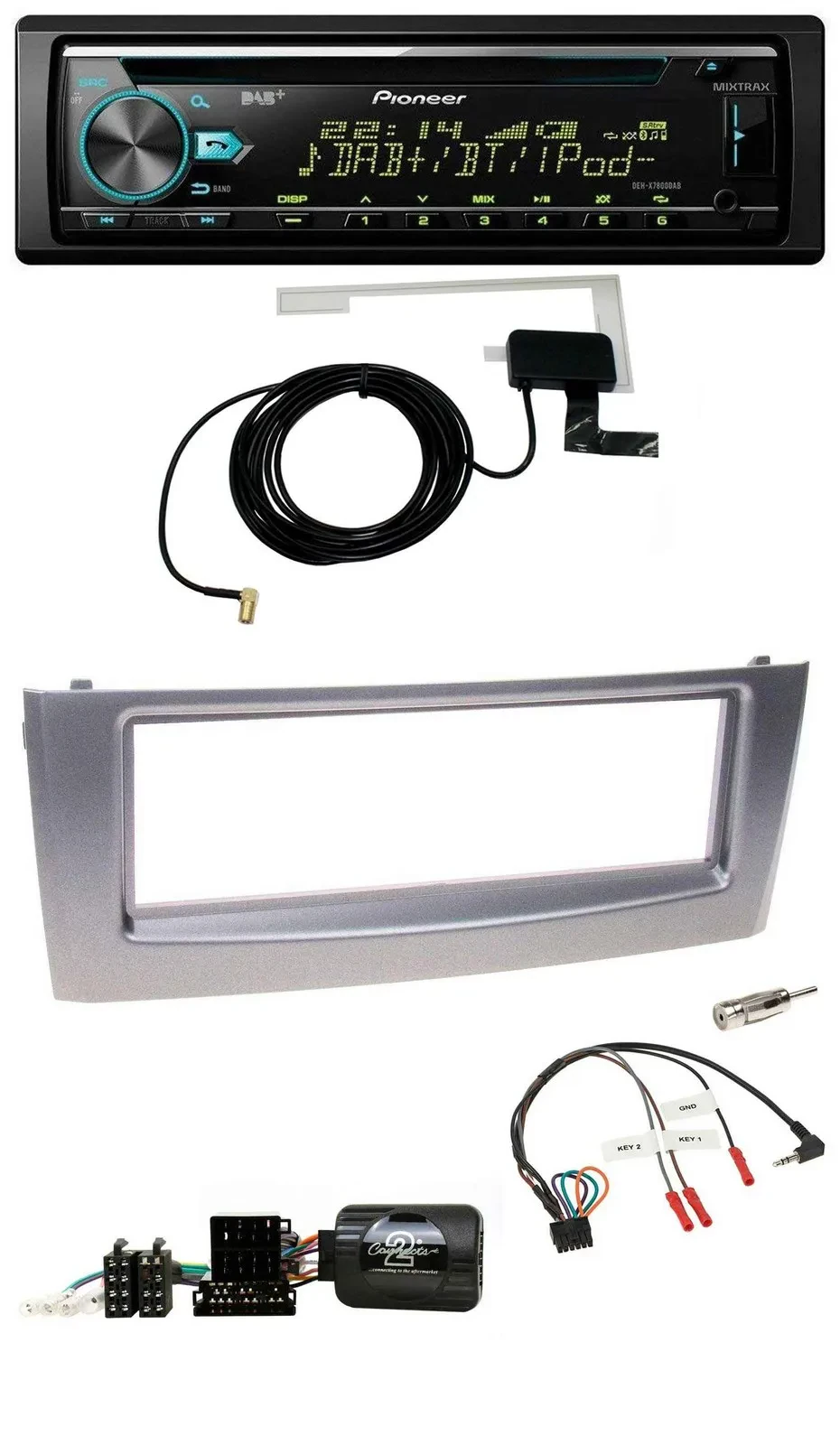 Pioneer MP3 Lenkrad CD USB DAB Autoradio für Fiat Grande Punto 2006-2010 grau