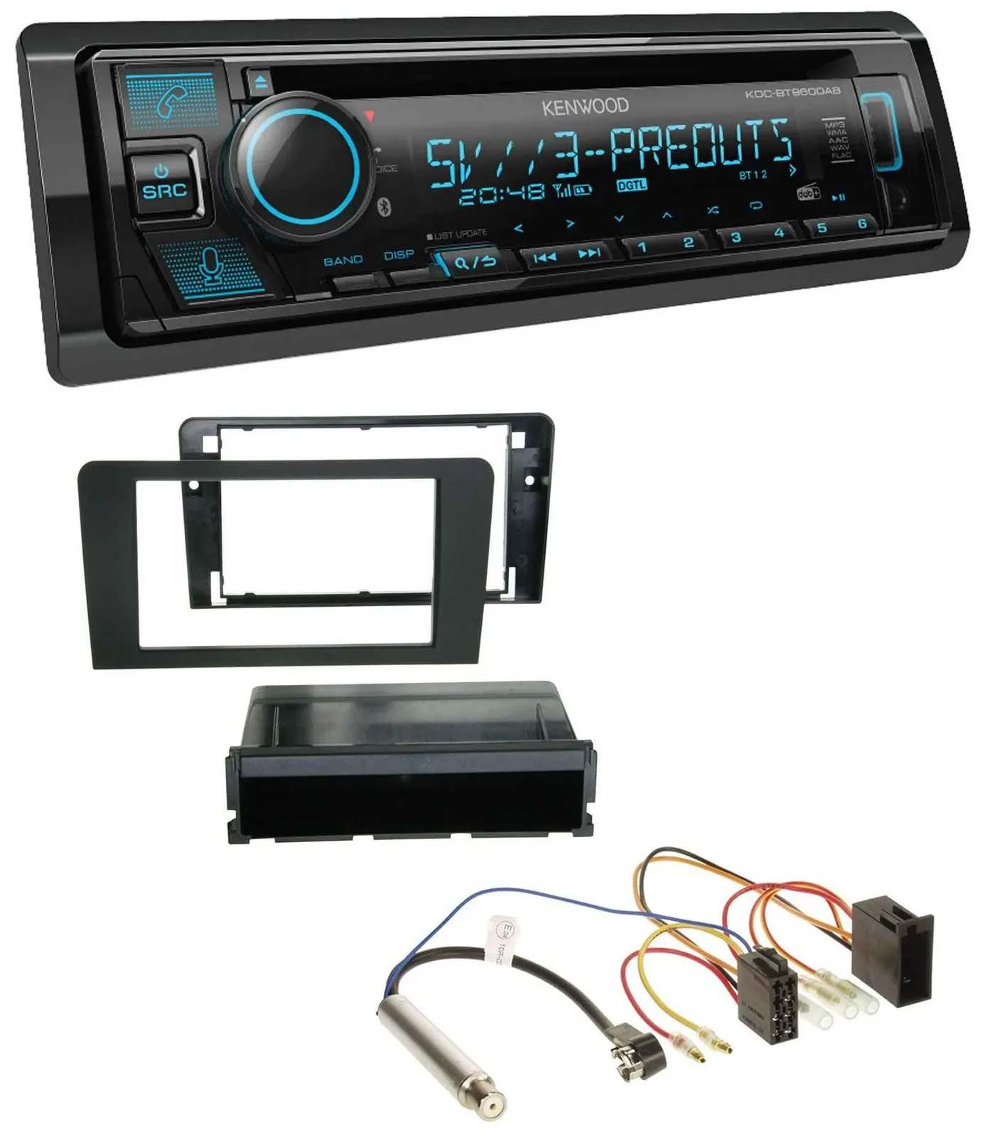 Автомагнитола для Audi A3 (8P 2003–2006) Kenwood Bluetooth, USB, CD, MP3, DAB, Symphony ISO