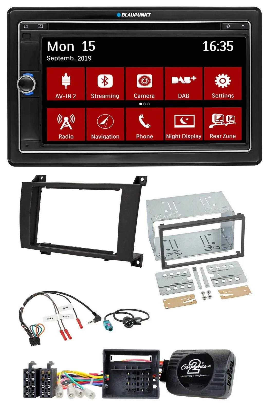 Blaupunkt TMC USB Lenkrad Bluetooth DAB 2DIN Navigation für Mercedes SLK 08-11 R