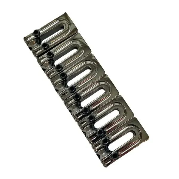 AxLabs String Surfer Brass Roller Bridge Saddles, Wide, Black Nickel