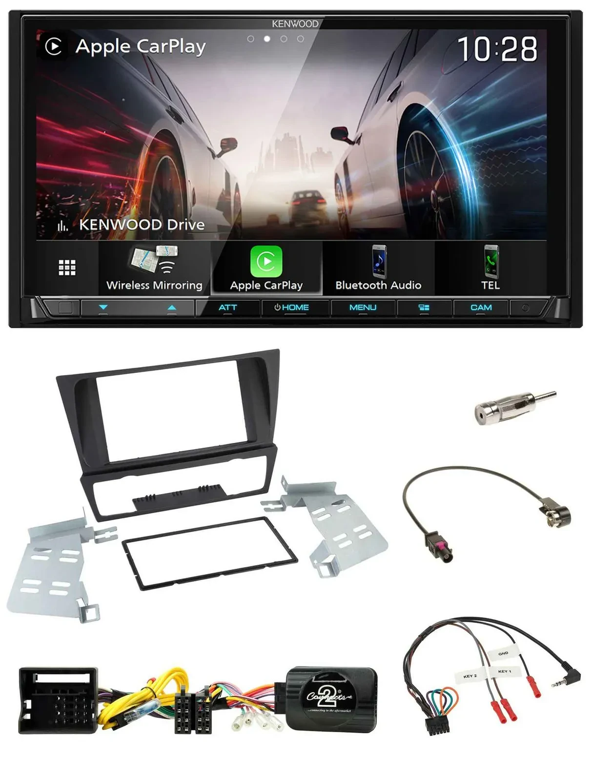 Kenwood Lenkrad 2DIN USB DAB Bluetooth Autoradio für BMW 3er E92 E93 E90 E91 ohn