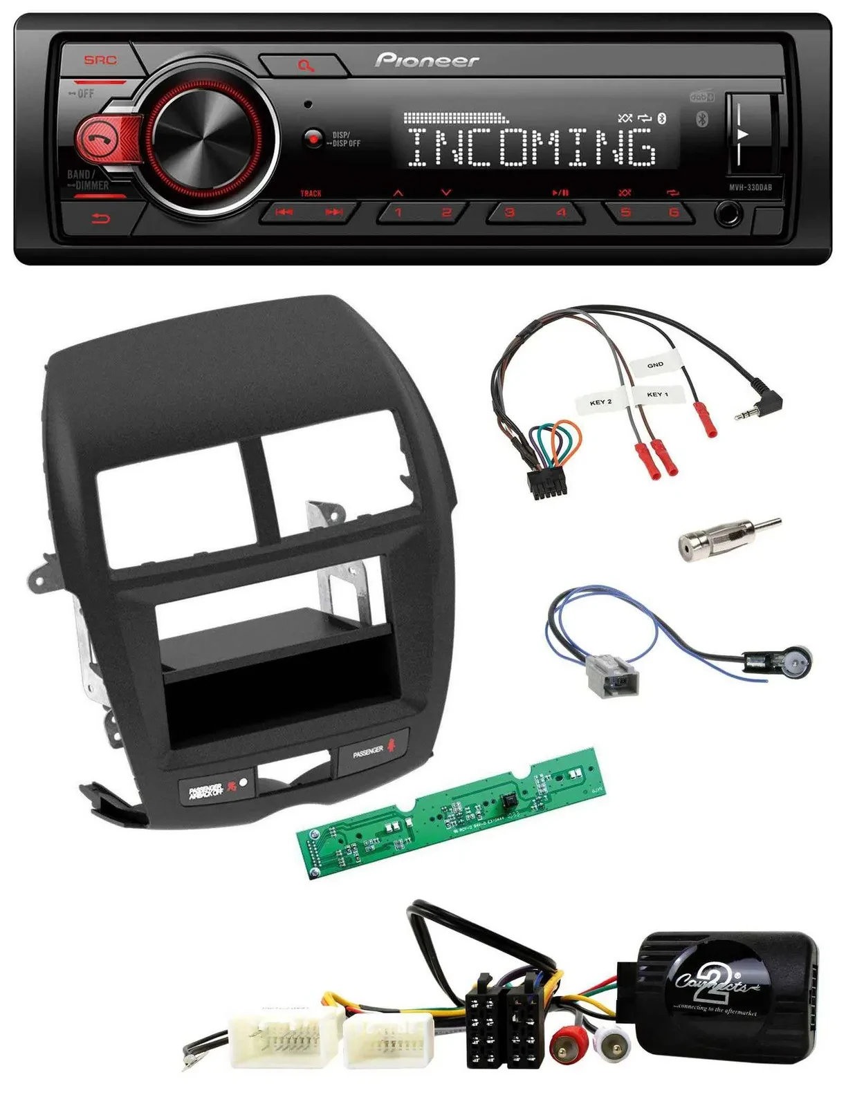 Автомагнитола для Mitsubishi ASX (2010–2014) Pioneer Bluetooth, USB, DAB, поддержка управления на руле