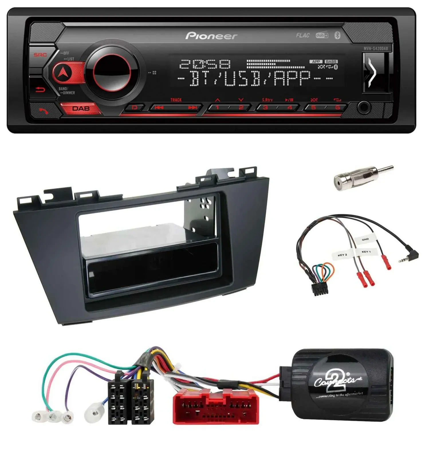 Pioneer Lenkrad USB DAB Bluetooth Autoradio für Mazda 5 (2010-2015)