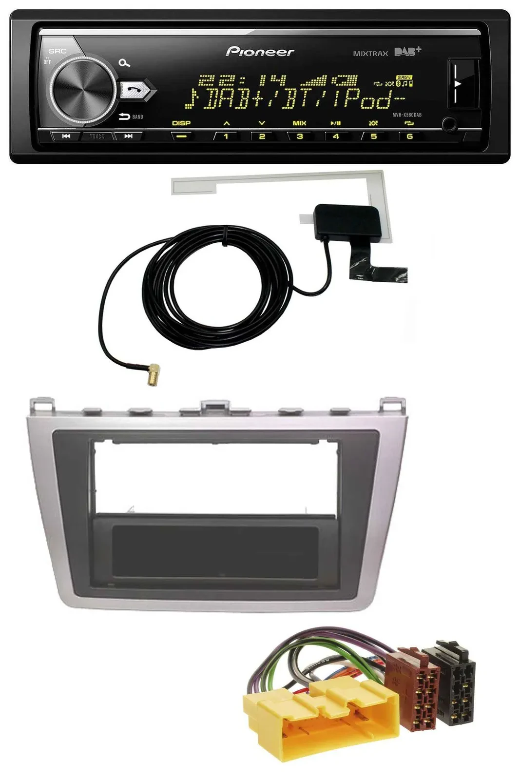 Pioneer Bluetooth DAB USB MP3 Autoradio für Mazda 6 (08-12) silber schwarz