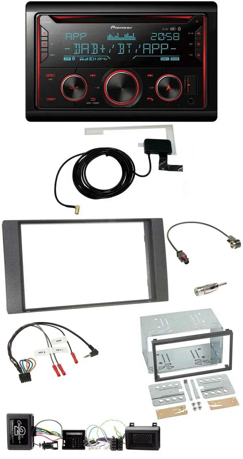 Автомагнитола Pioneer 2DIN DAB USB CD Bluetooth для Ford Kuga 08–12, антрацит