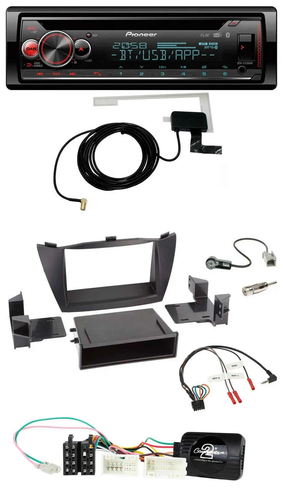 Автомагнитола Pioneer DAB CD USB Bluetooth для Hyundai ix35 (2010–2013), черная