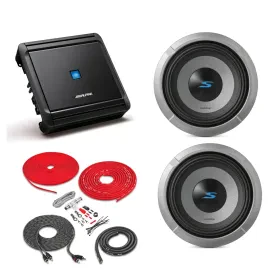 Pair (2) Alpine S2-W8D4 300W RMS 8" Dual 4-ohm Sub + Amplifier & Amp Kit