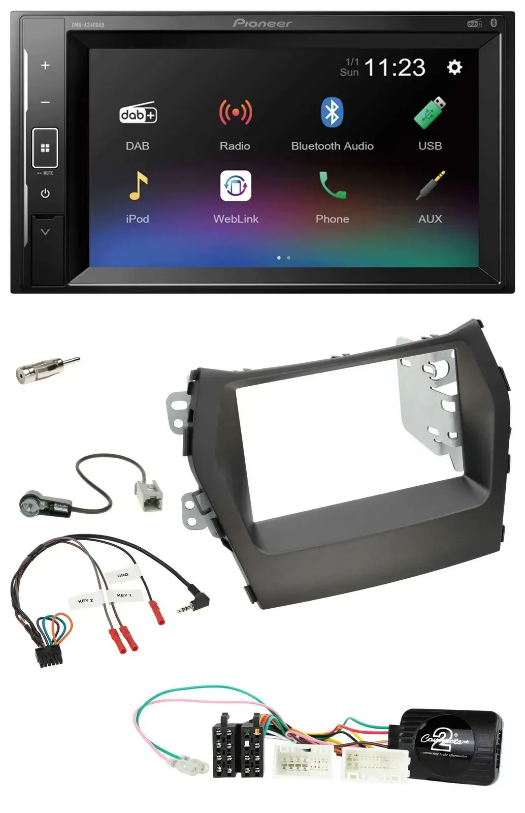 Автомагнитола Pioneer 2DIN, DAB, Bluetooth, USB, для Hyundai Santa Fe (с 2012)