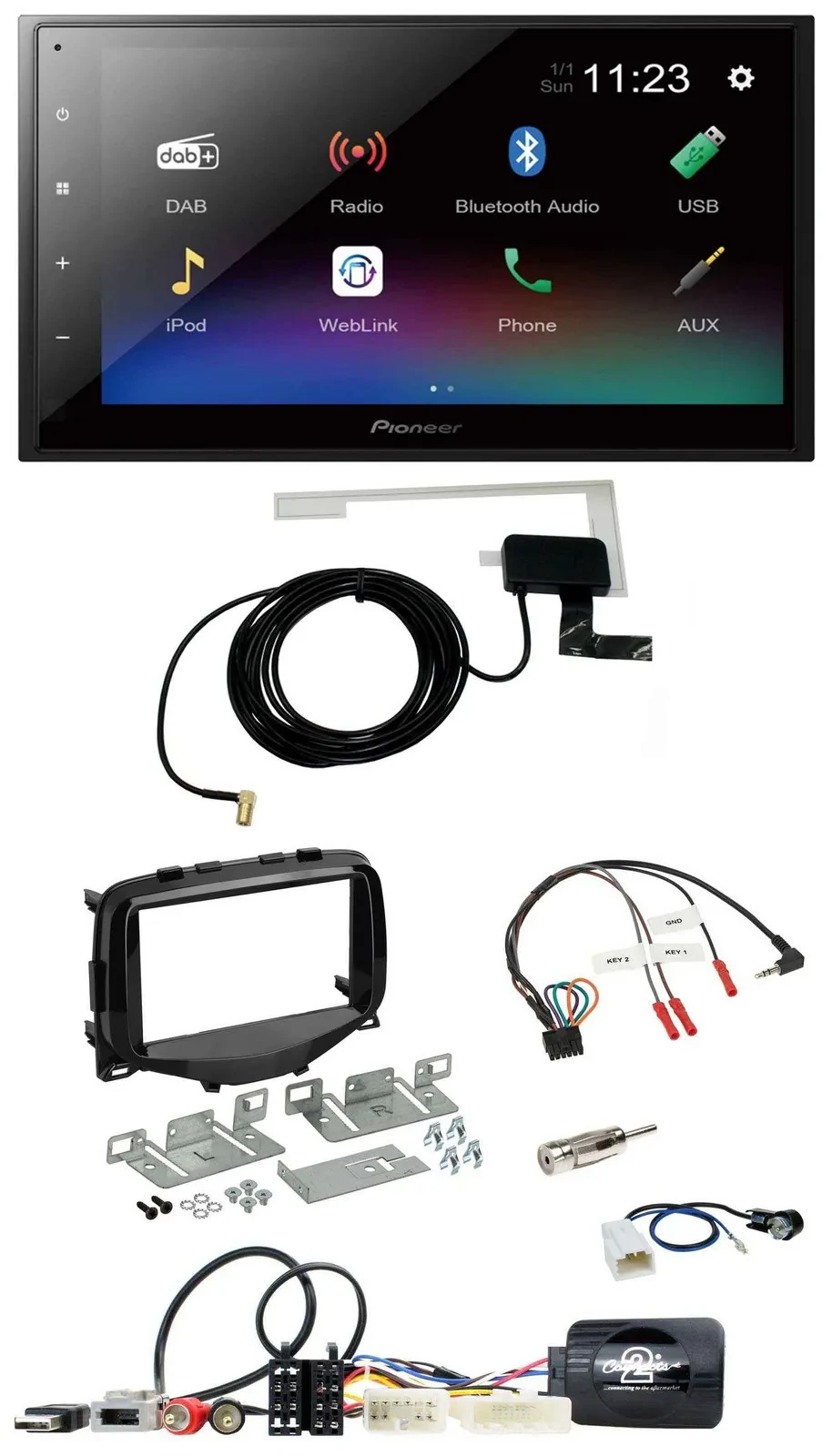 Pioneer DAB Lenkrad Bluetooth 2DIN USB Autoradio für Toyota Aygo 2014-2021