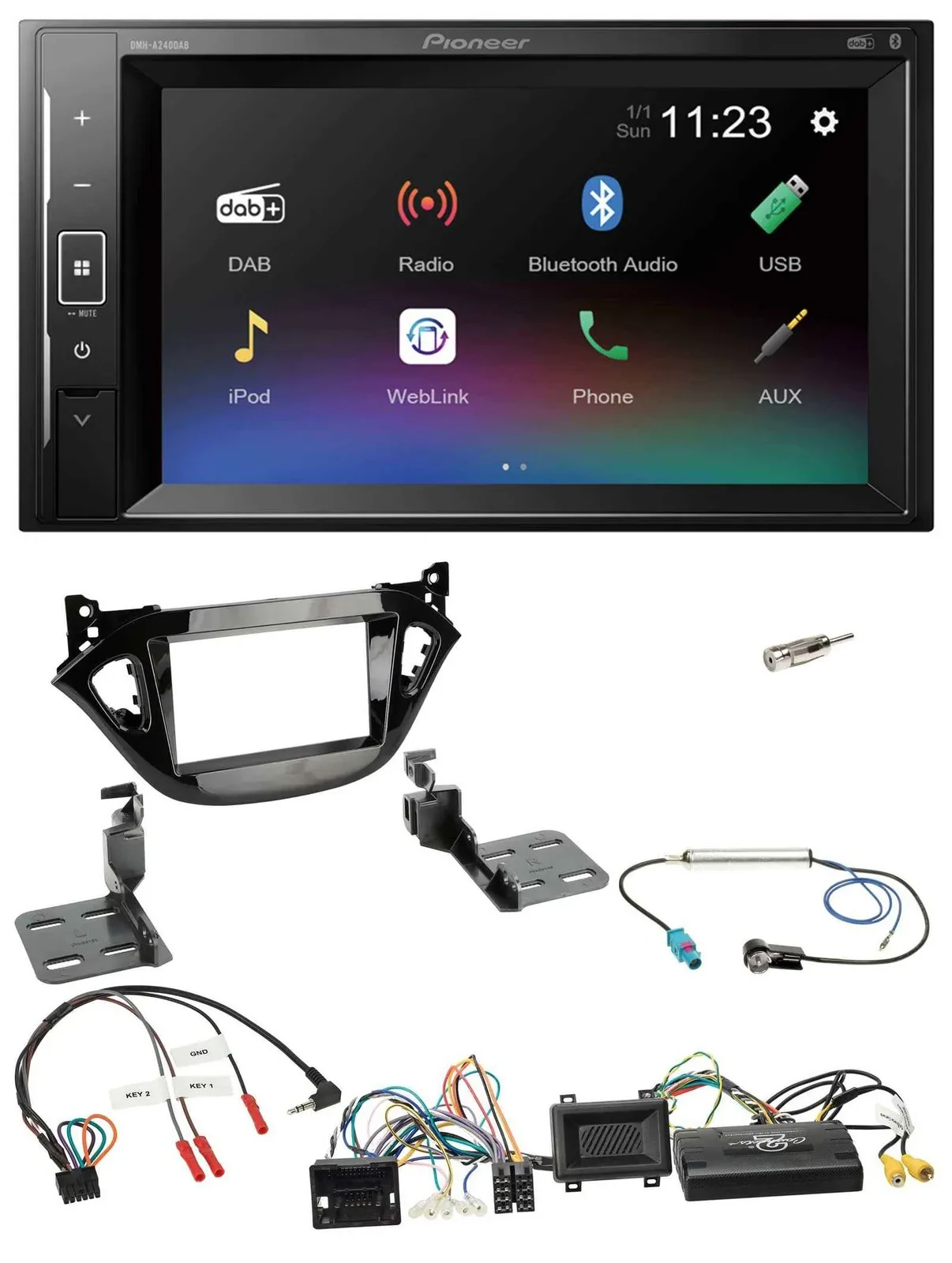 Pioneer DAB Lenkrad 2DIN Bluetooth USB Autoradio für Opel Adam Corsa E 2017-2019