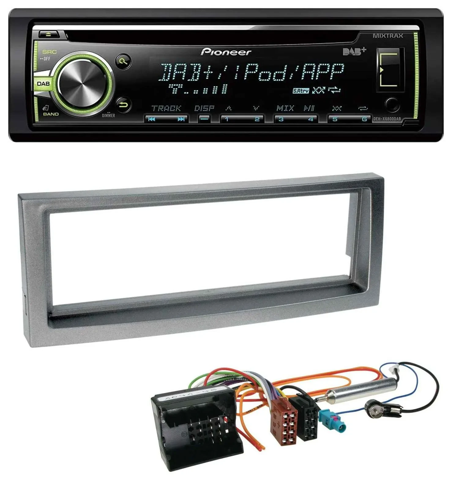 Pioneer DAB USB MP3 AUX CD Autoradio für Citroen C5 Peugeot 407 ab 04 grau-metal