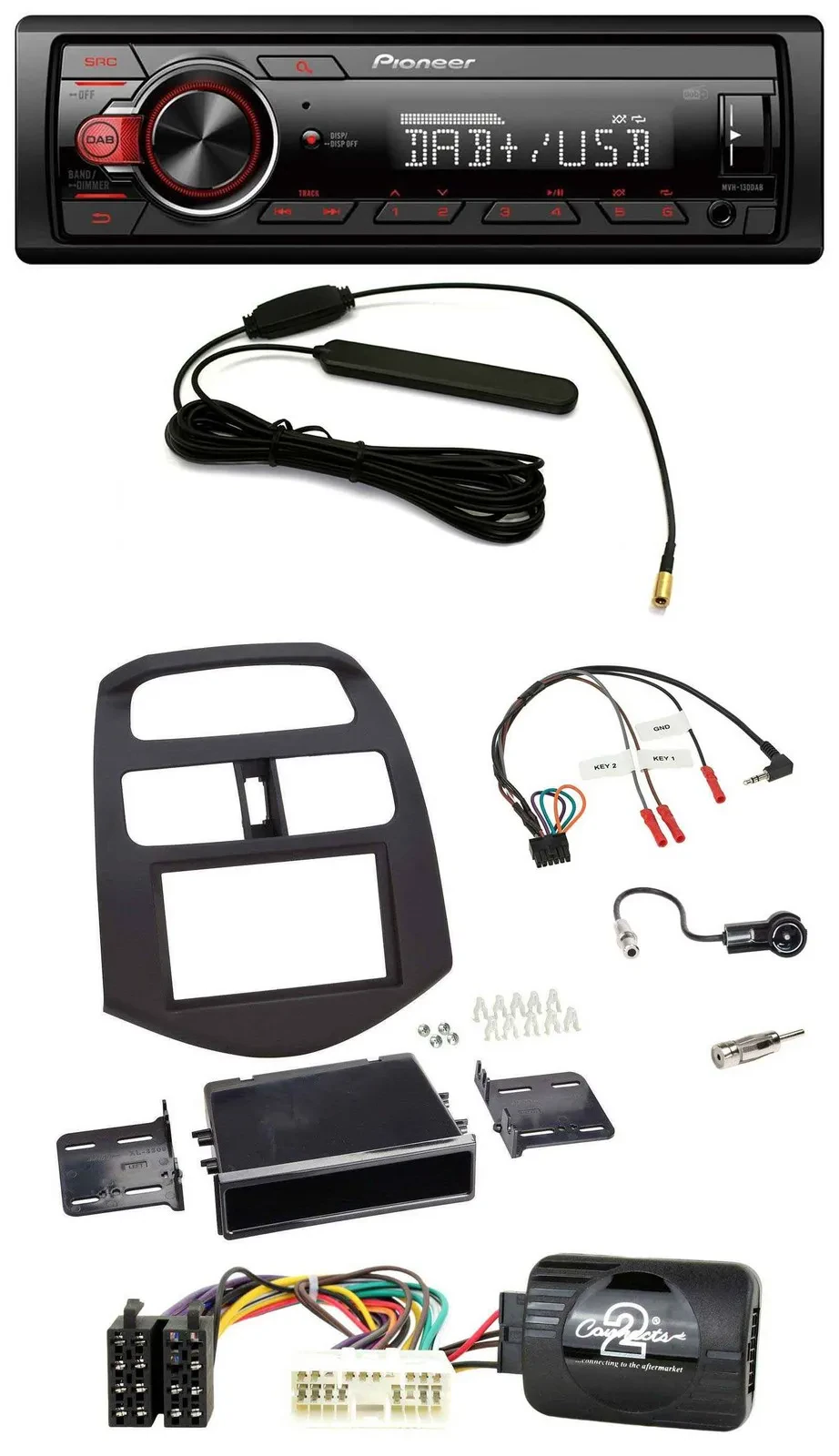 Автомагнитола для Chevrolet Spark (KLM) 2012–2013 Pioneer 1-DIN DAB, USB, MP3, поддержка управления на руле