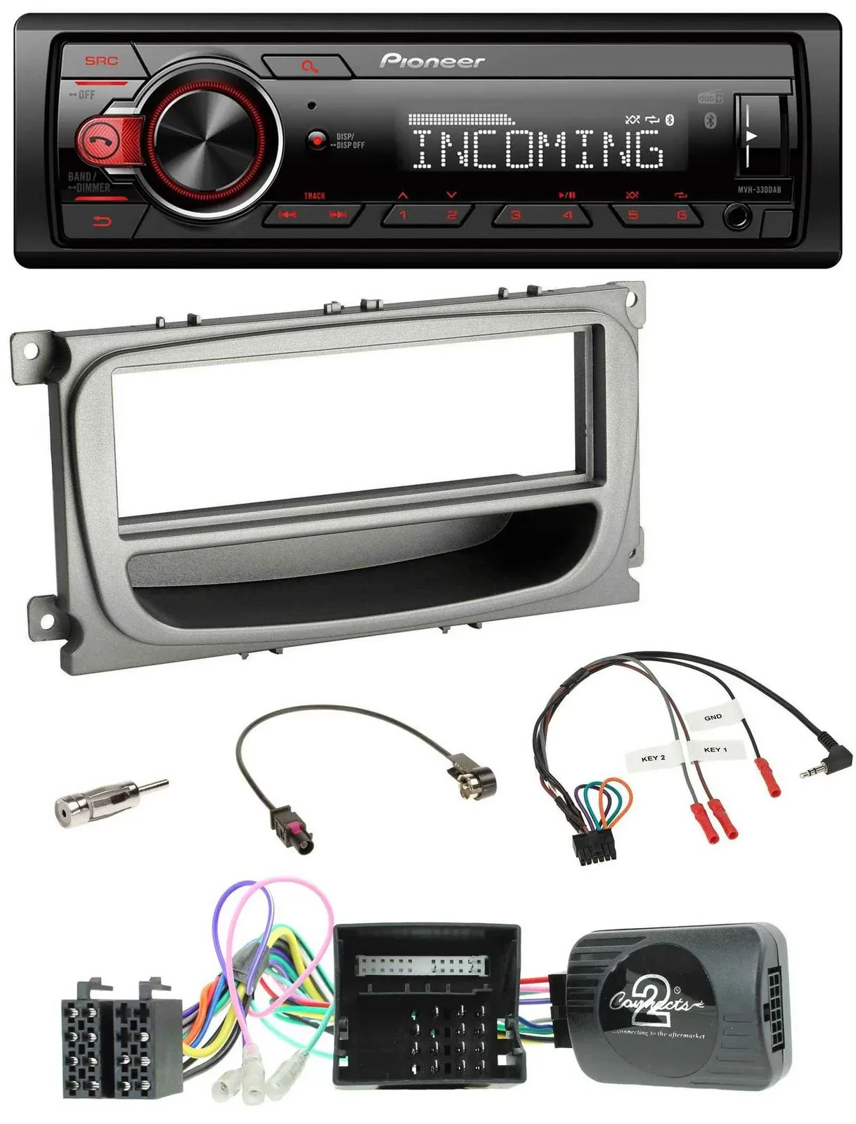 Автомагнитола для Ford S-Max/Mondeo (2007–2014) Pioneer Bluetooth, USB, DAB, поддержка кнопок на руле (CAN)
