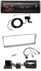 Автомагнитола для Alfa Romeo 156 (2002–2003) Pioneer 1-DIN USB DAB MP3, серебристая, с поддержкой управления на руле