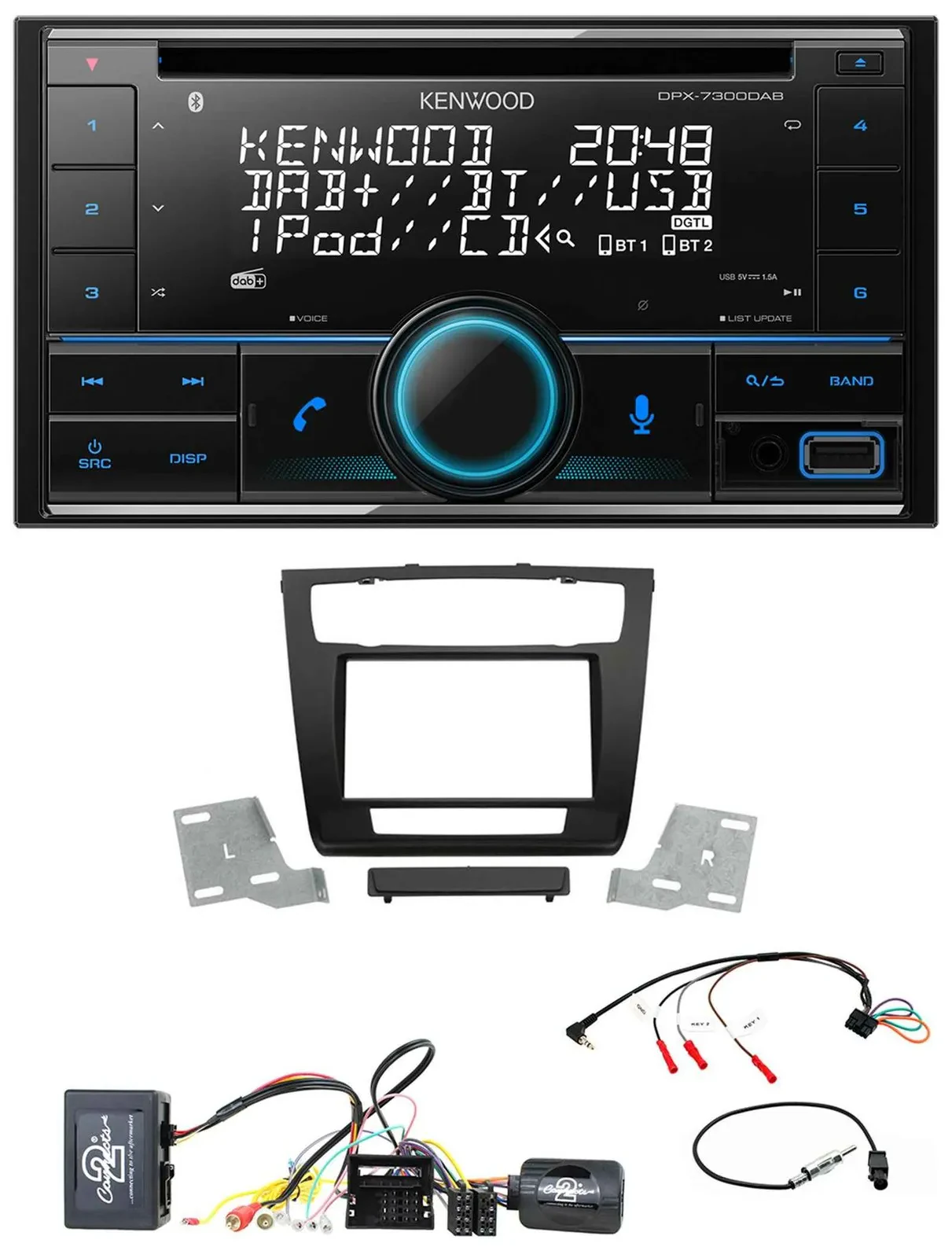 Автомагнитола Kenwood 2-DIN, CD, DAB, USB, Bluetooth, для BMW 1 Series с автоматическим климат-контролем, поддержка кнопок на руле