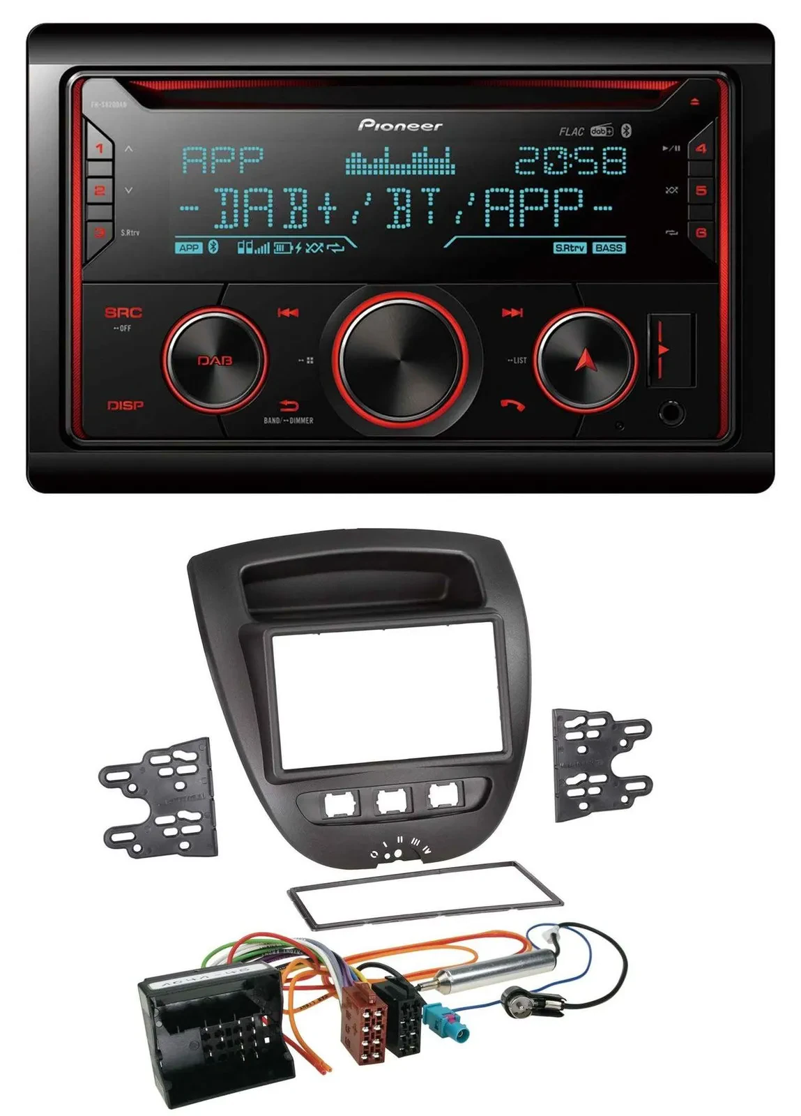 Pioneer 2DIN DAB MP3 Bluetooth USB CD Autoradio für Citroen C1 Peugeot 107 Toyot