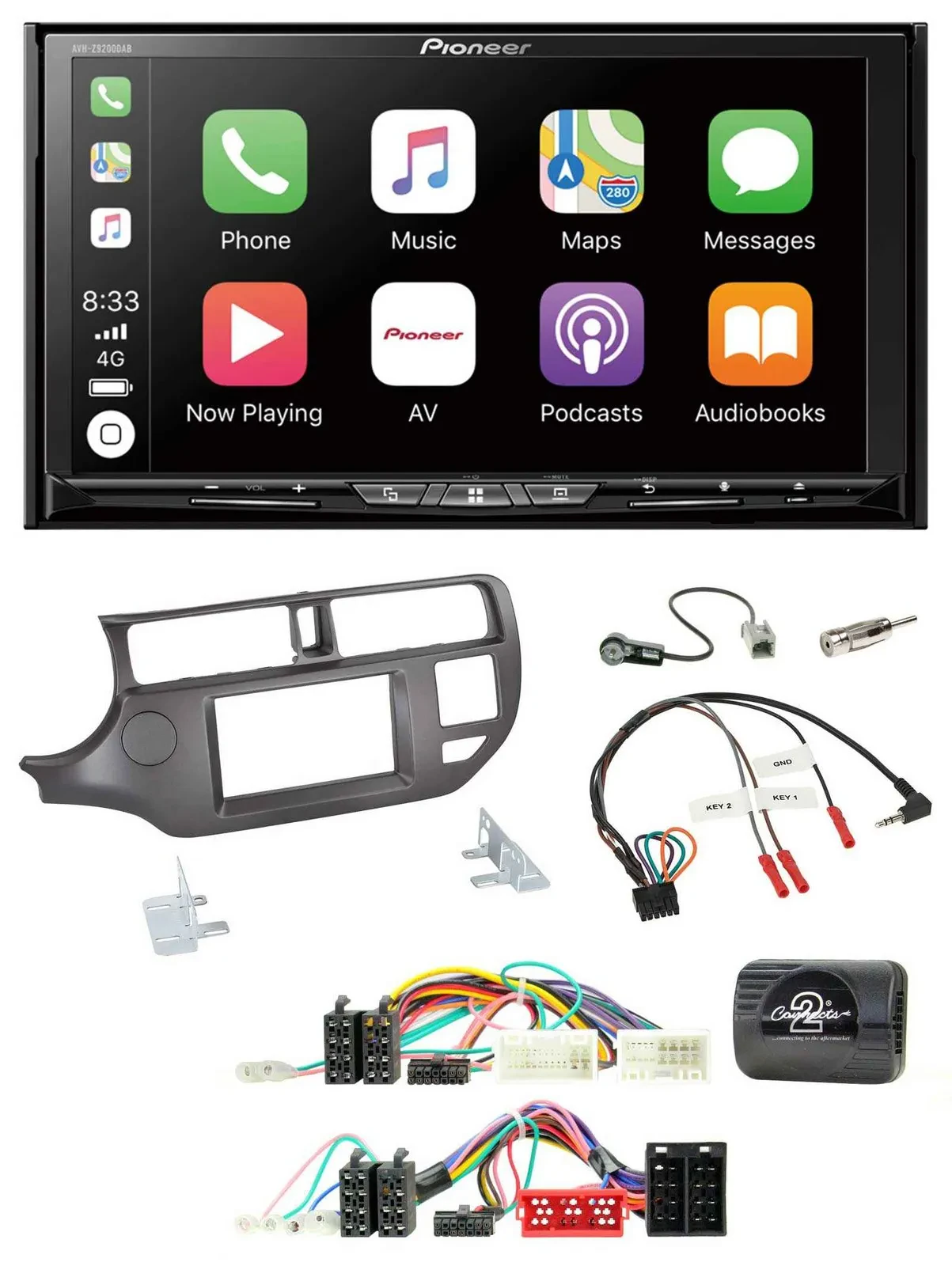 Pioneer 2DIN Lenkrad USB DAB DVD Bluetooth Autoradio für Kia Rio 11-15 UB anthra