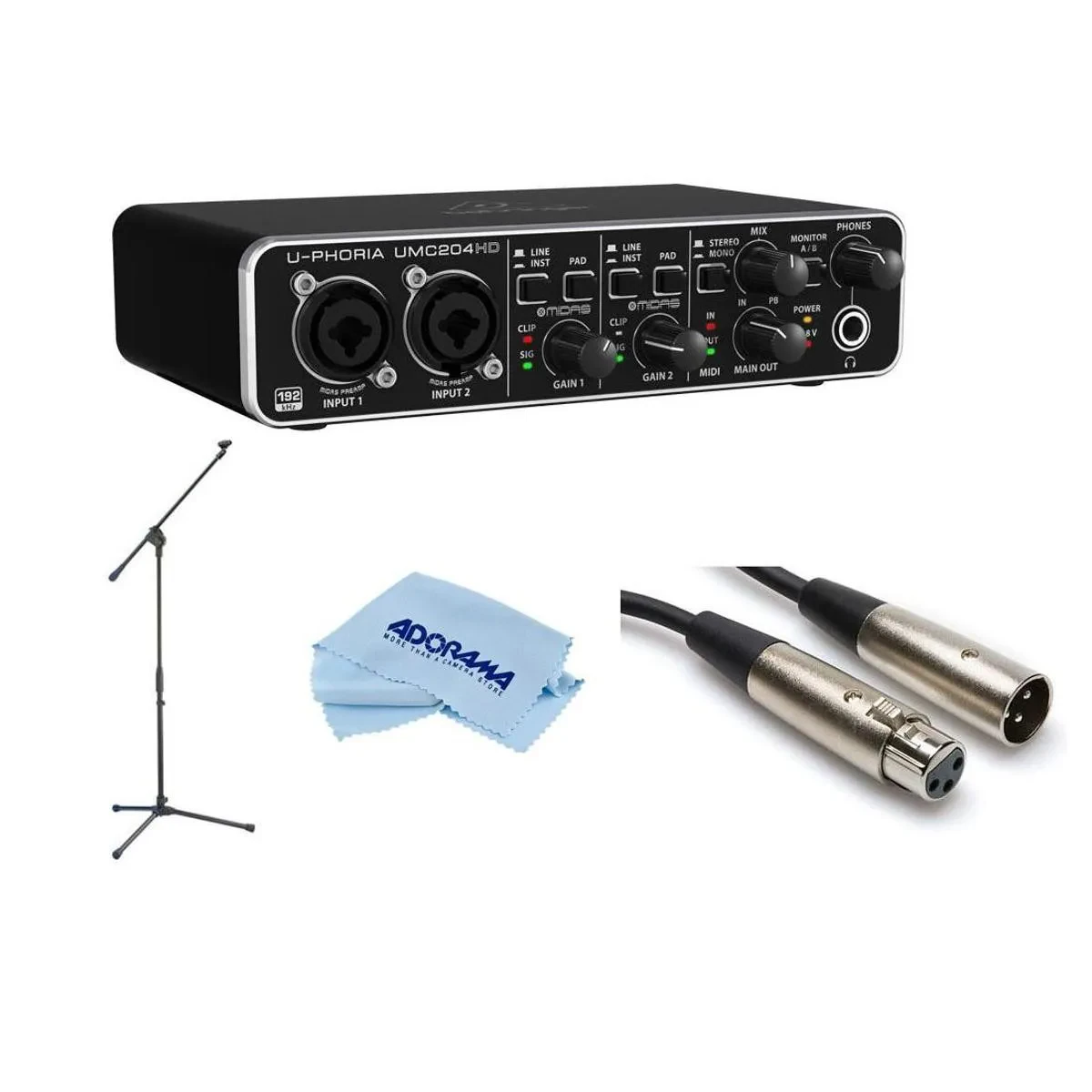 Behringer U-Phoria UMC204HD Audiophile 2x4 USB Audio/MIDI Interface - With M XLR
