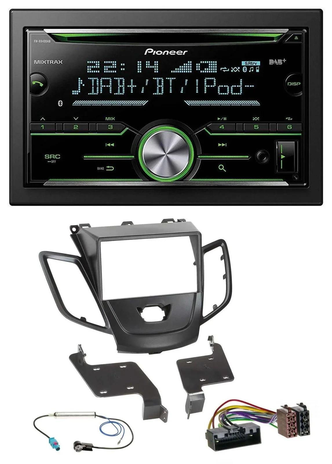 Pioneer Bluetooth MP3 DAB 2DIN USB CD Autoradio für Ford Fiesta 10-17 schwarz