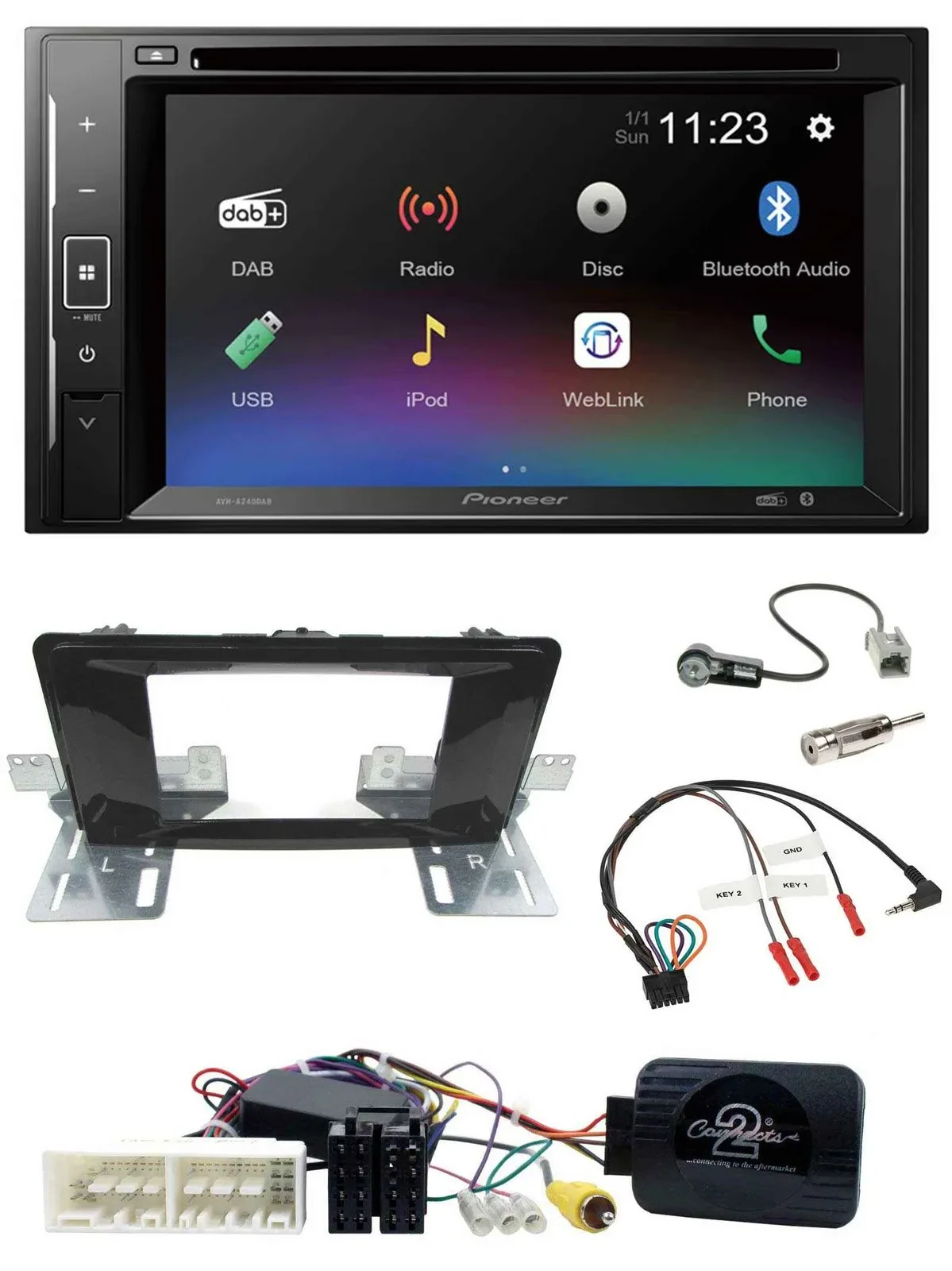 Pioneer Bluetooth Lenkrad USB 2DIN DAB DVD Autoradio für Hyundai H 350 ab 2016