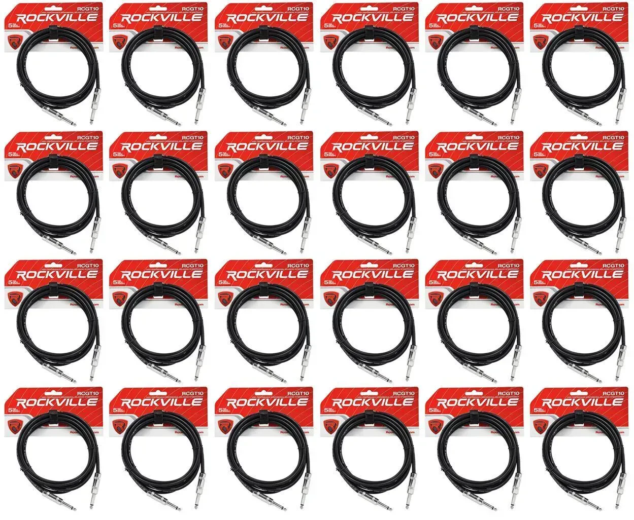 Инструментальный кабель Rockville RCGT10B Black 3 м (24 штуки)