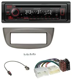 Kenwood MP3 CD USB Bluetooth DAB Autoradio für Renault Twingo ab 2012 beige-grau