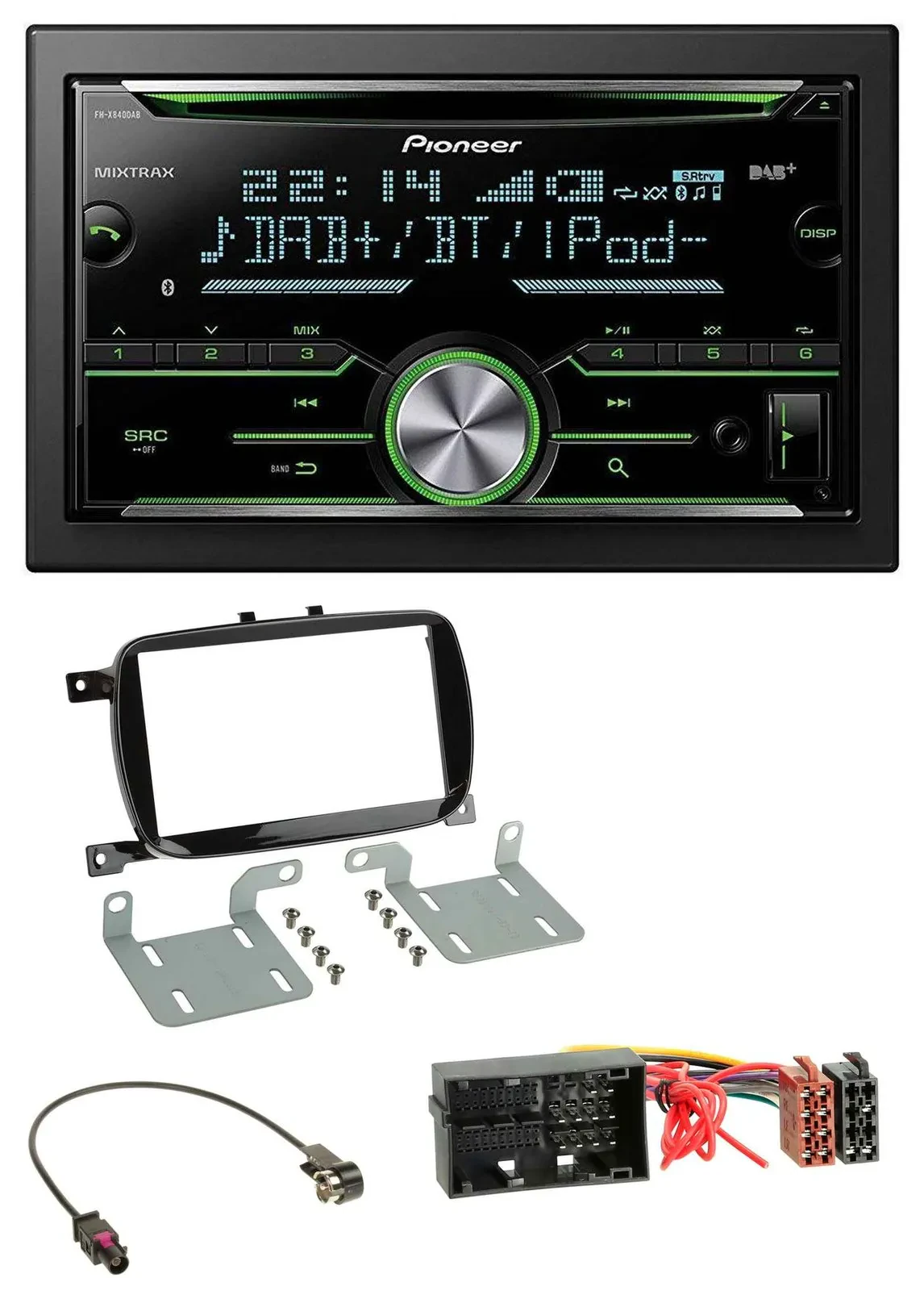 Pioneer Bluetooth MP3 DAB 2DIN USB CD Autoradio für Fiat 500X ab 2016 klavierlac