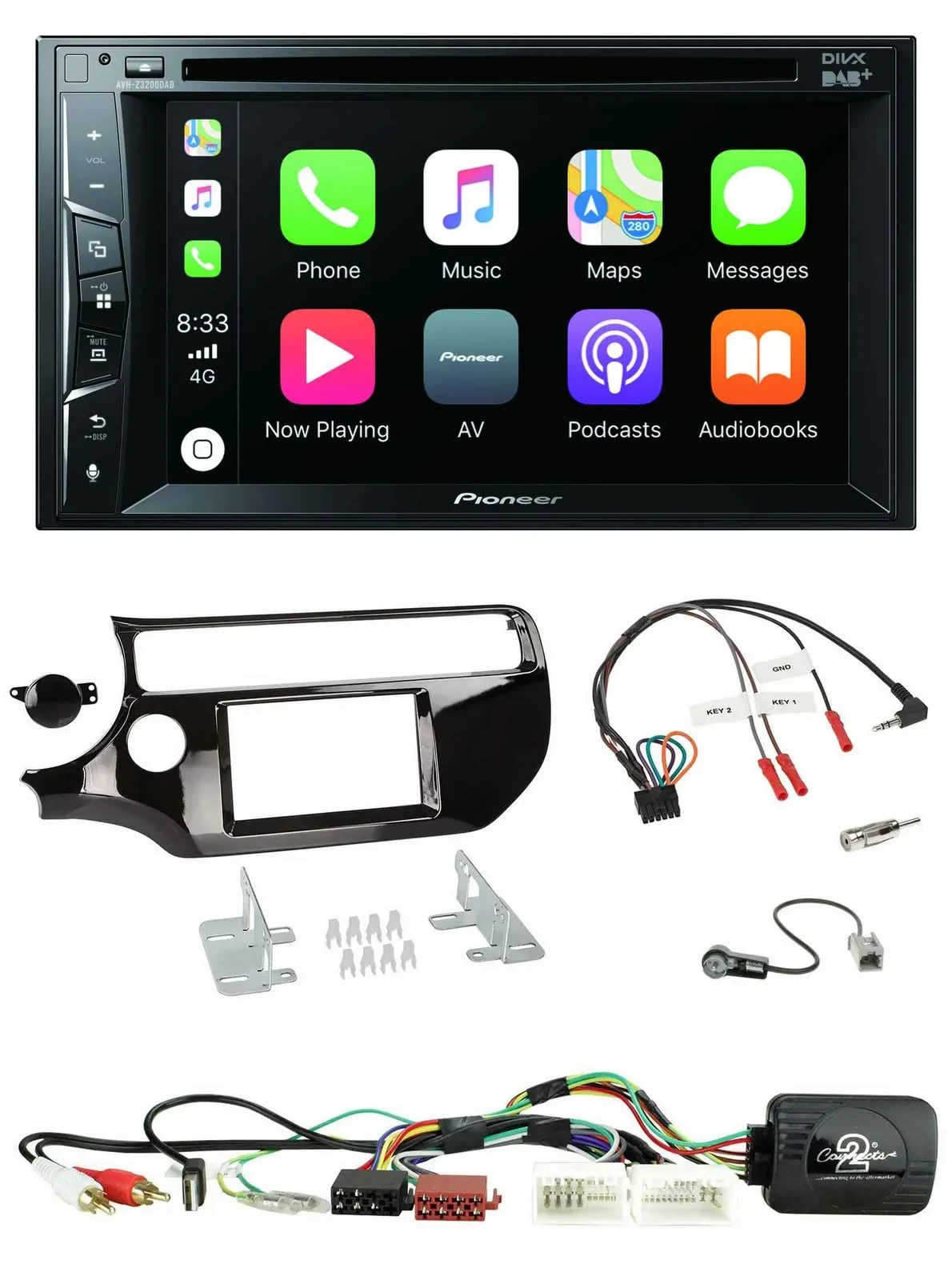 Pioneer Lenkrad USB DVD Bluetooth DAB 2DIN Autoradio für Kia Rio UB ab 2015 pian