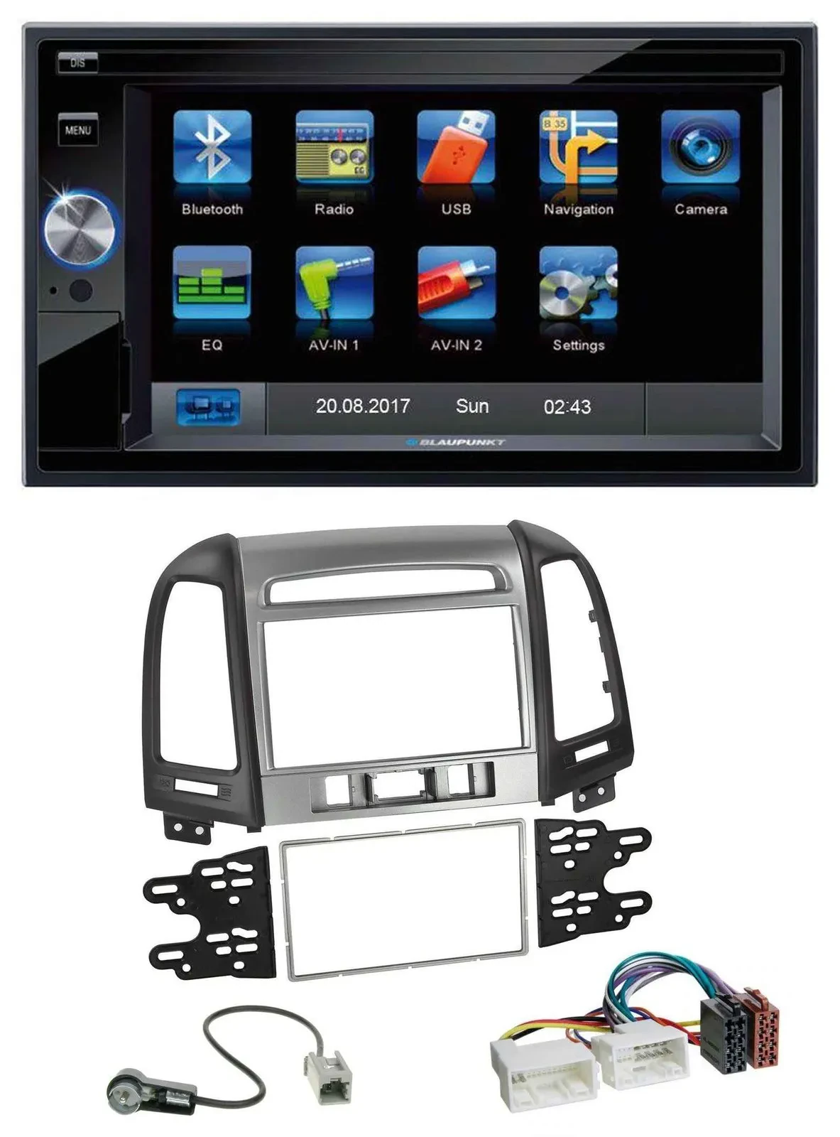 Blaupunkt SD Bluetooth 2DIN MP3 USB AUX Autoradio für Hyundai Santa Fe 3 Schalte