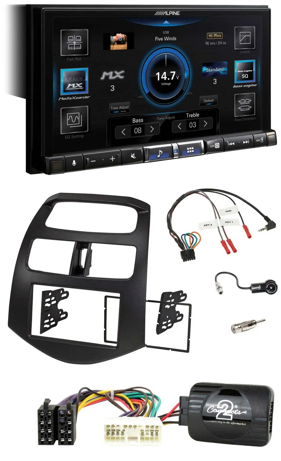 Alpine DAB 2DIN USB Bluetooth Lenkrad Autoradio für Chevrolet Spark KLM 2012-201