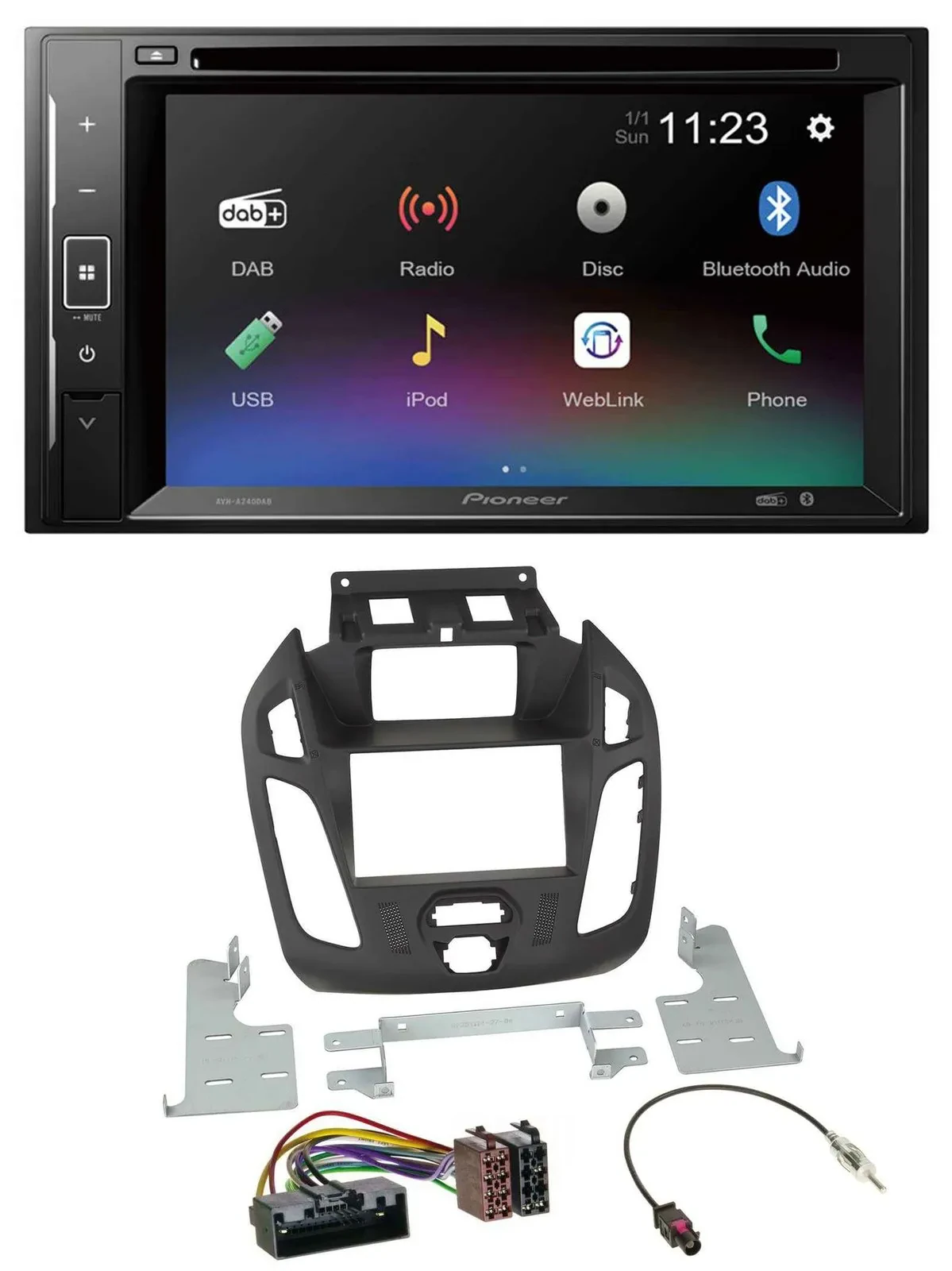 Pioneer Bluetooth MP3 USB 2DIN DAB DVD Autoradio für Ford Transit 2012-2018 Disp