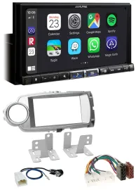Alpine 2DIN DAB USB MP3 Bluetooth Autoradio für Toyota Yaris 2011-2014 silber