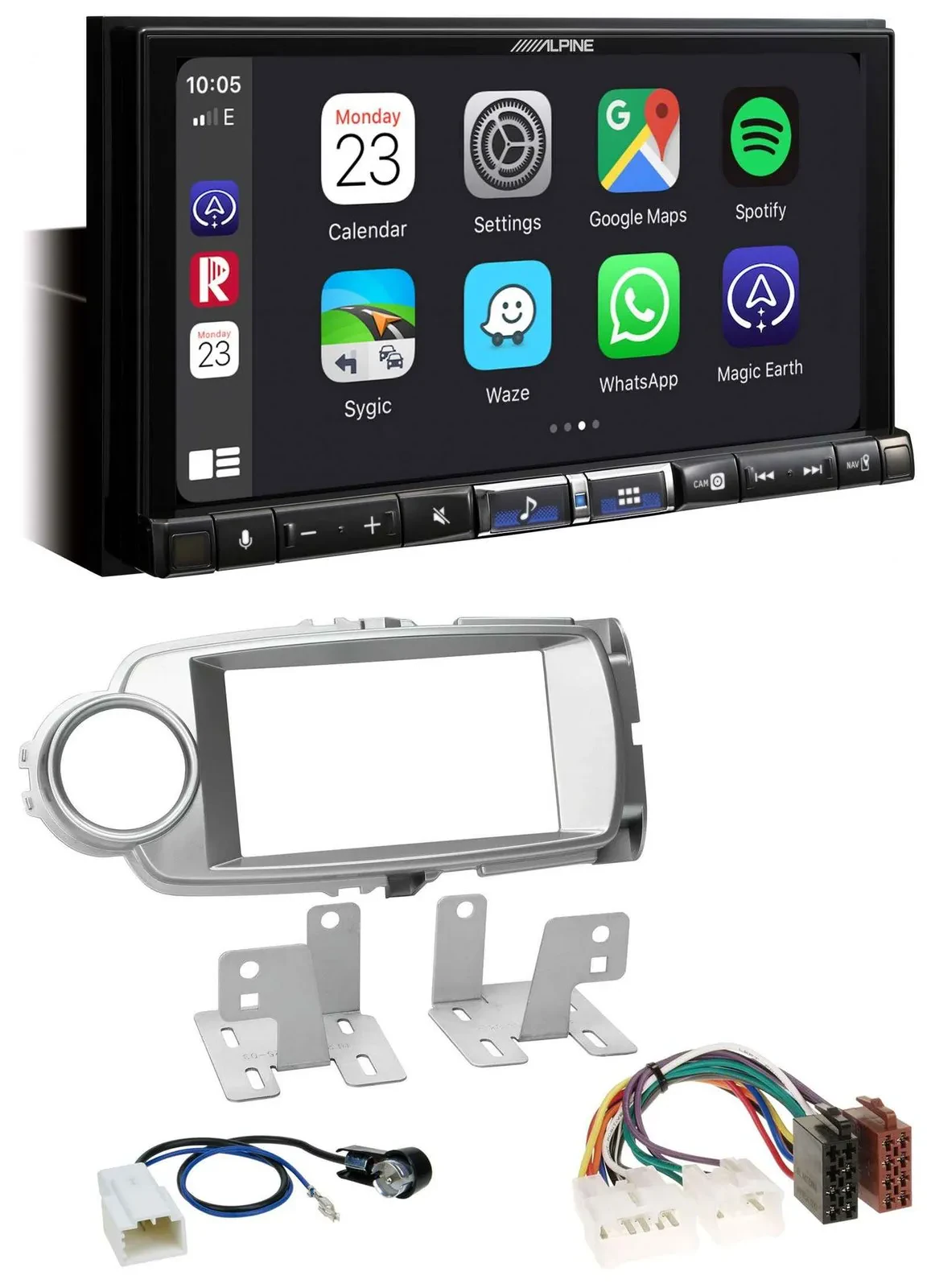 Alpine 2DIN DAB USB MP3 Bluetooth Autoradio für Toyota Yaris 2011-2014 silber