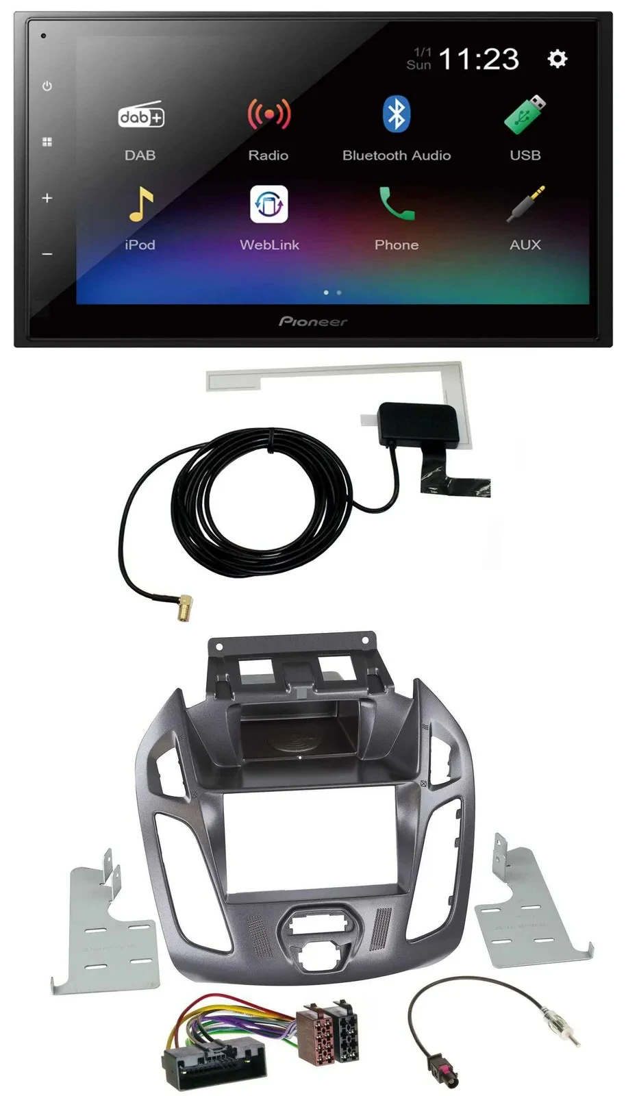 Pioneer DAB MP3 Bluetooth 2DIN USB Autoradio für Ford Transit ohne Display 2012-