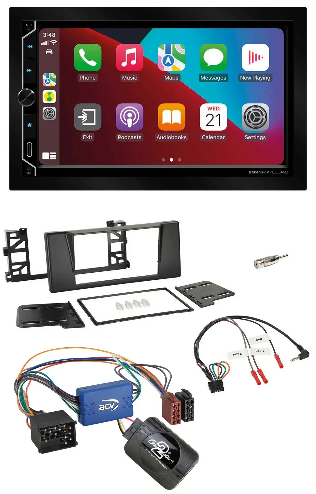 ESX 2DIN DAB USB Lenkrad Bluetooth Autoradio für BMW 5er E39 96-04 Aktivsystem