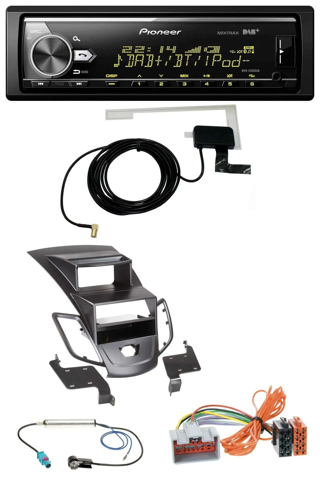 Автомагнитола Pioneer Bluetooth DAB USB MP3, для Ford Fiesta (2008–2010), черная