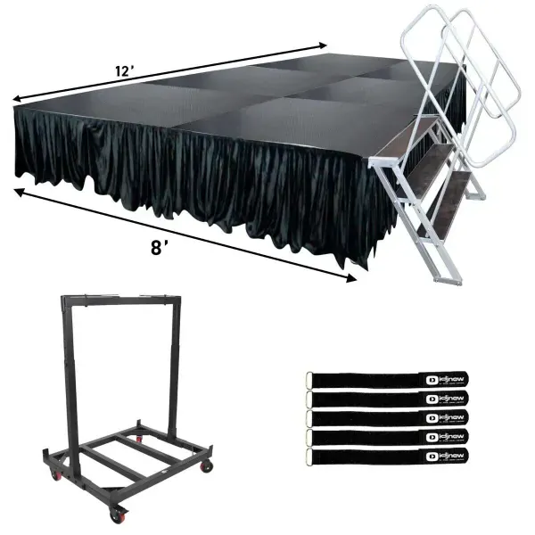 ProX 8' x 12' Portable Band Live Show Ceremony Gradation Stage Platform w Skirts