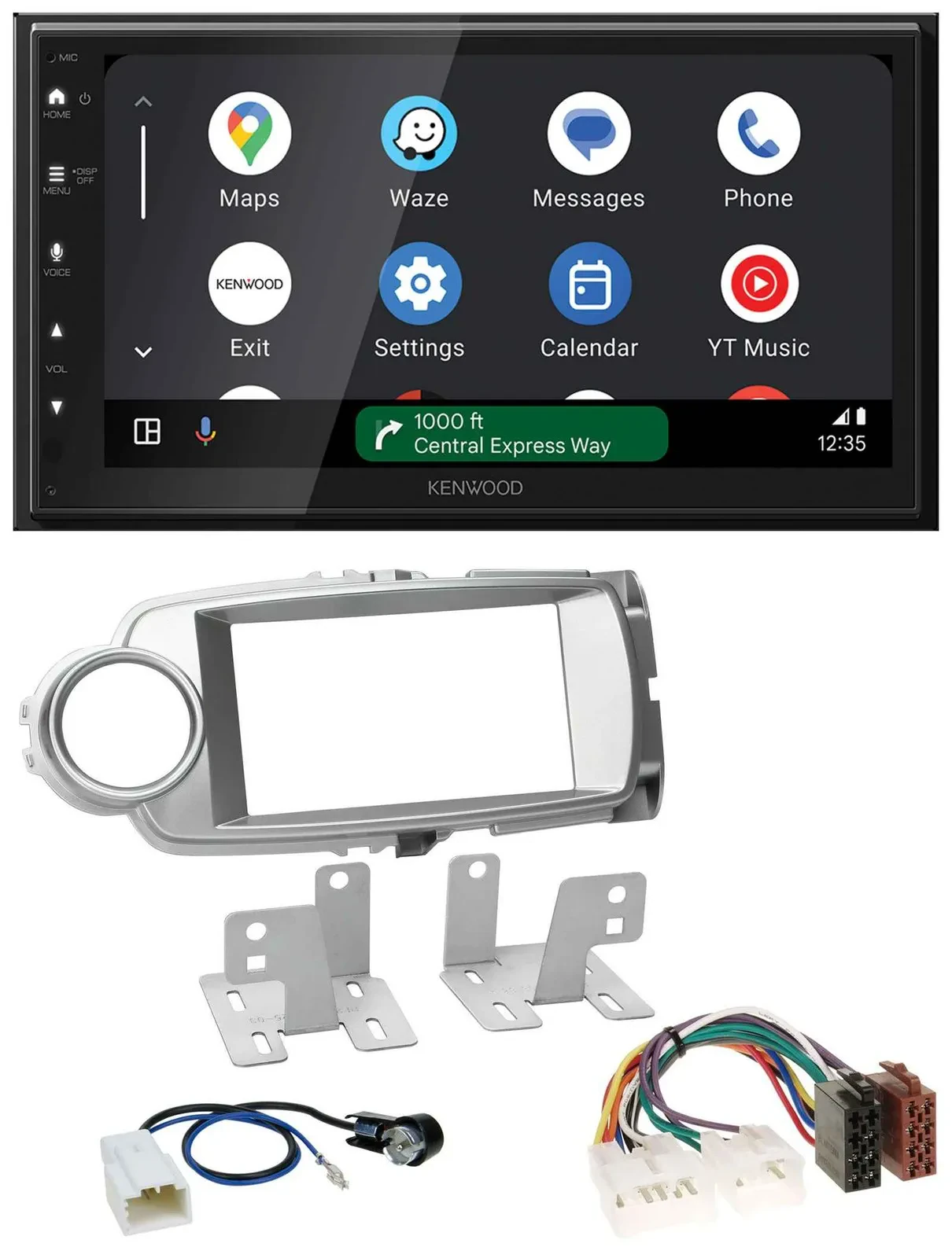 Автомагнитола Kenwood 2DIN, DAB, Bluetooth, USB, MP3, для Toyota Yaris 2011–2014, серебристая