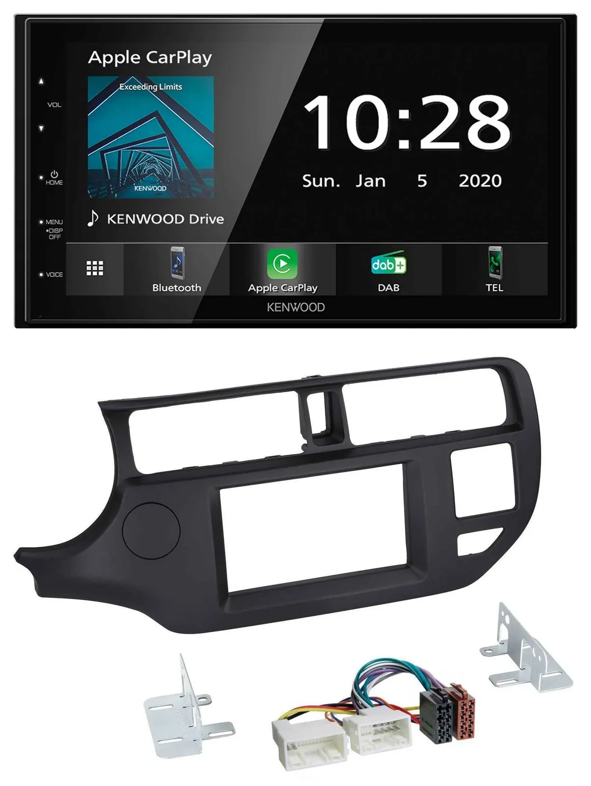Kenwood Bluetooth MP3 DAB USB 2DIN Autoradio für Kia Rio 11-14 UB schwarz