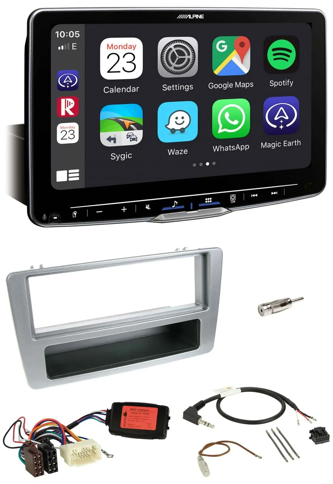 Автомагнитола Alpine Bluetooth USB DAB для Honda Civic 2001-2003, серебристая
