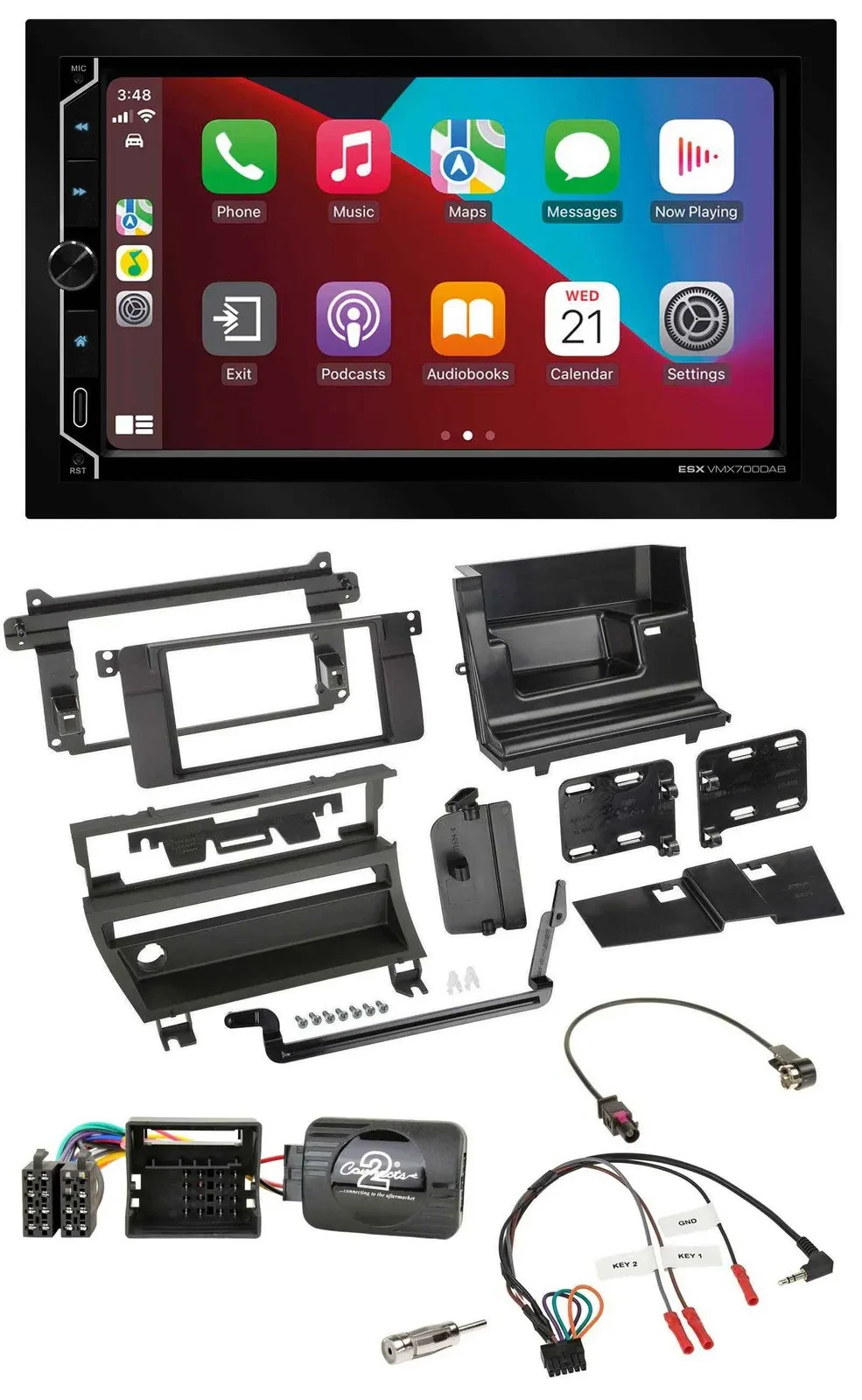 ESX 2DIN DAB USB Lenkrad Bluetooth Autoradio für BMW 3-er E46 2001-2006 1 Schalt