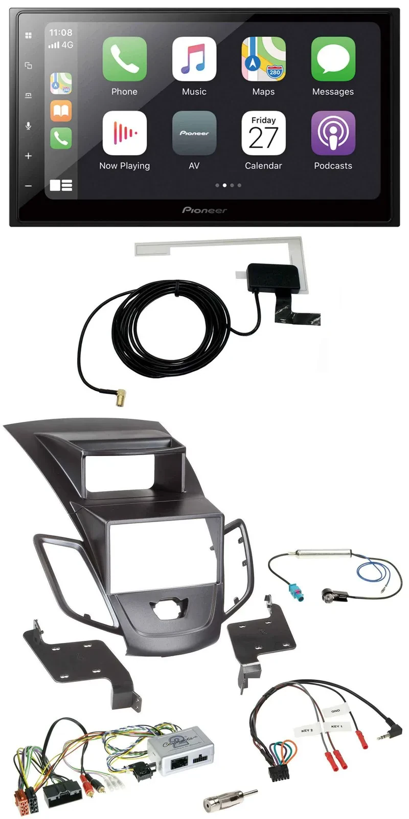 Pioneer USB Lenkrad 2DIN Bluetooth DAB Autoradio für Ford Fiesta 10-17 Display s