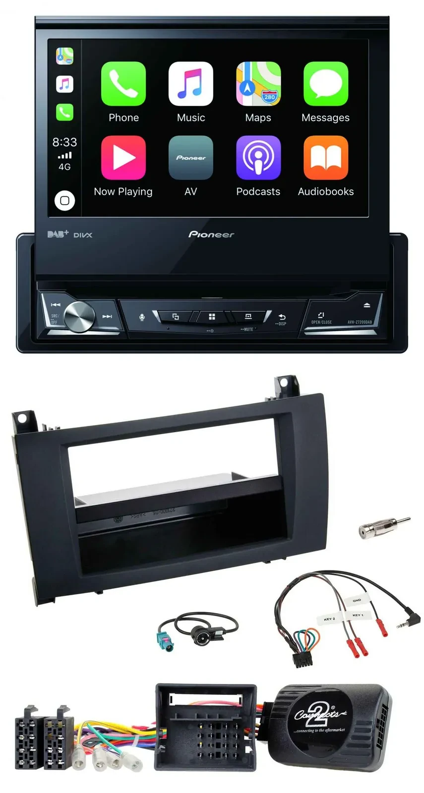 Pioneer DVD Bluetooth DAB USB Lenkrad Autoradio für Mercedes SLK R171 2008-2011