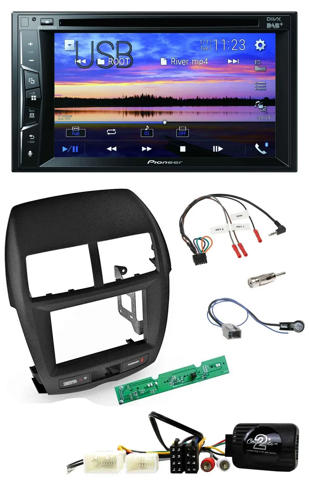 Pioneer Bluetooth 2DIN USB DVD DAB Lenkrad Autoradio für Mitsubishi ASX 2010-201