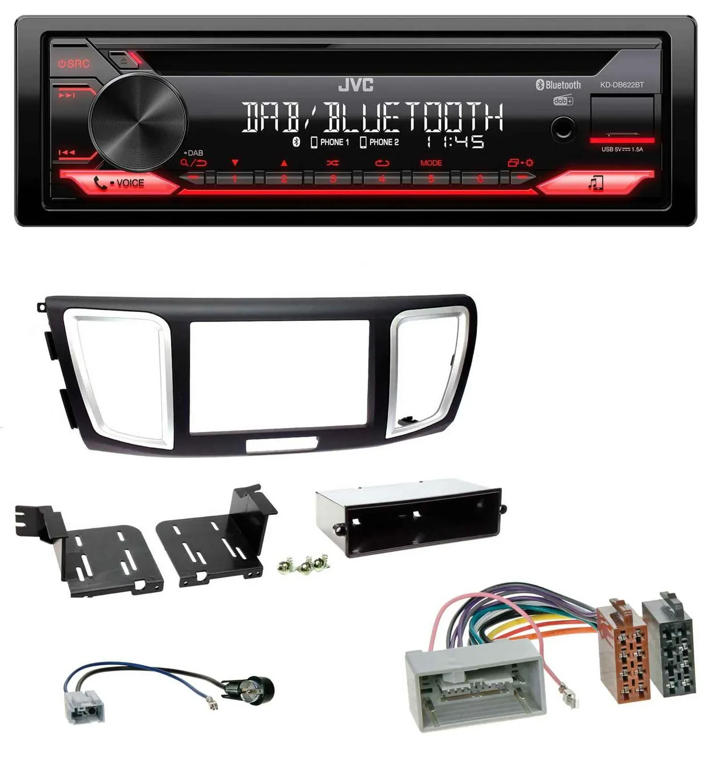 JVC CD DAB USB Bluetooth MP3 Autoradio für Honda Accord (ab 2011)