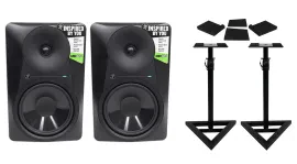 (2) Mackie MR824 8” 85w Powered Studio Monitor Speakers+Stands+Isolation Pads