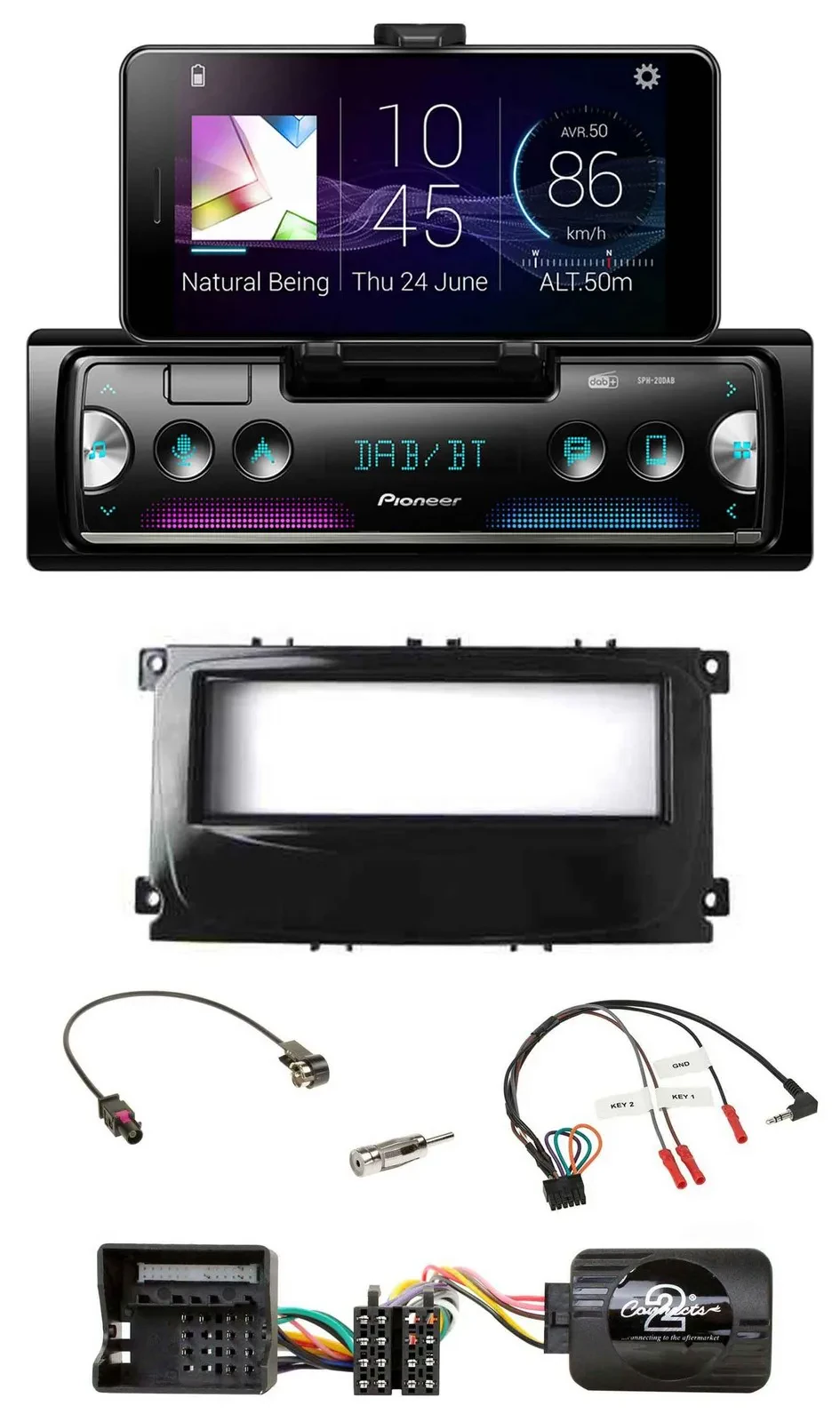 Pioneer USB Lenkrad Bluetooth DAB Autoradio für Ford Mondeo 2007-2014 S-Max pian