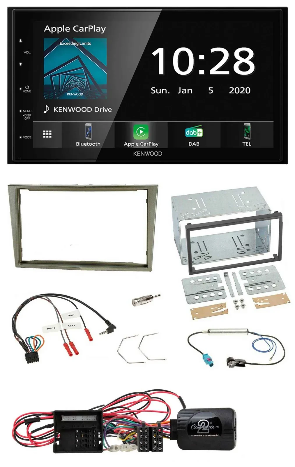 Kenwood Bluetooth Lenkrad DAB USB 2DIN Autoradio für Opel Corsa D satin-stone 09