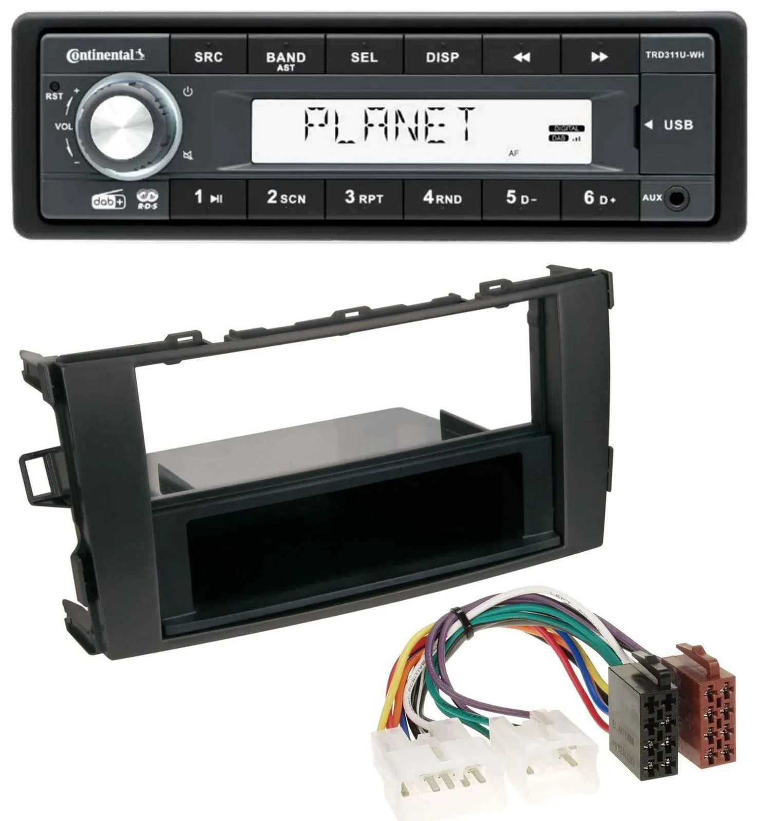 Continental MP3 AUX USB DAB 1DIN Autoradio für Toyota Auris (ab 2007)