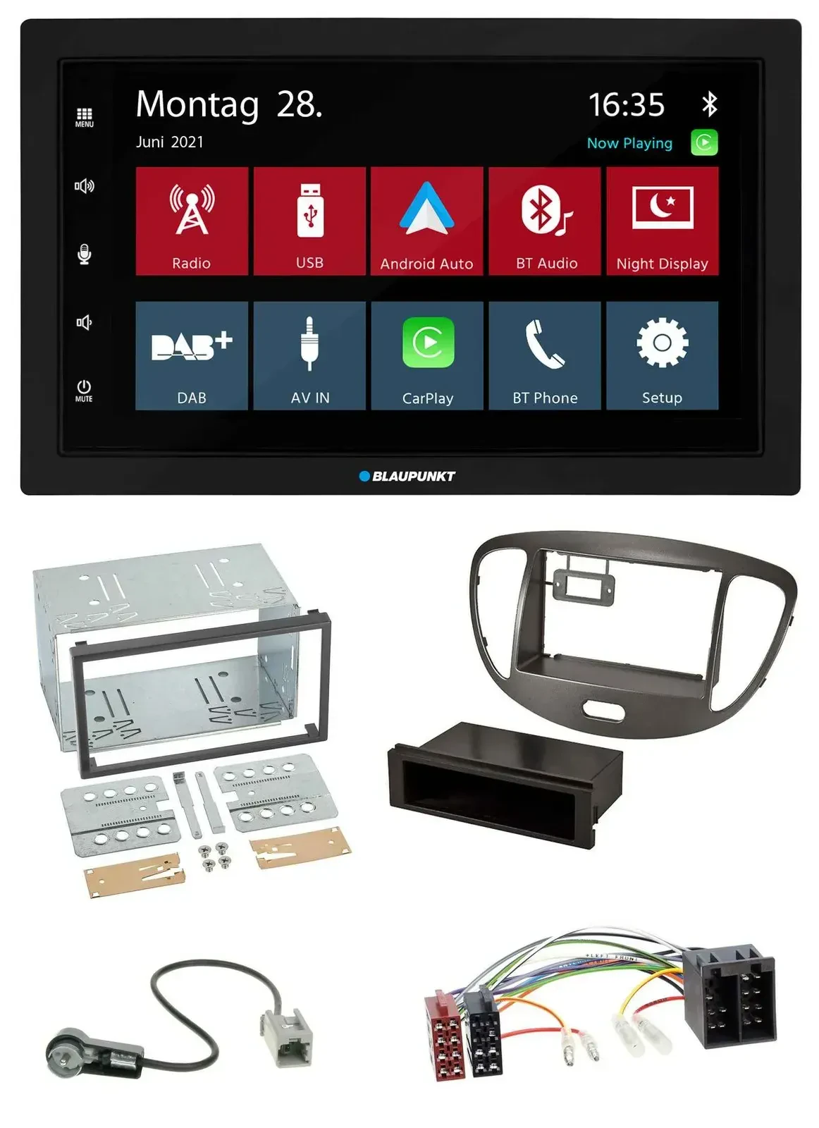 Blaupunkt MP3 Bluetooth DAB 2DIN USB Autoradio für Hyundai i10 2008-13 dunkelsil